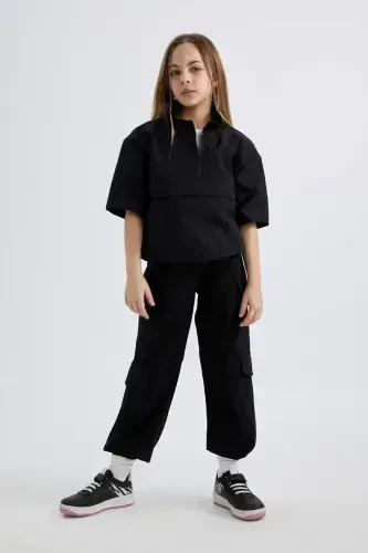 Girls' Parachute Cargo Cotton Pants C2053a824sp - DEFACTO (1)