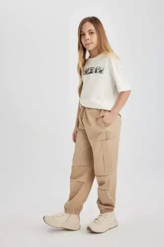 Girls' Parachute Cargo Cotton Trousers B5042A824SM - 3