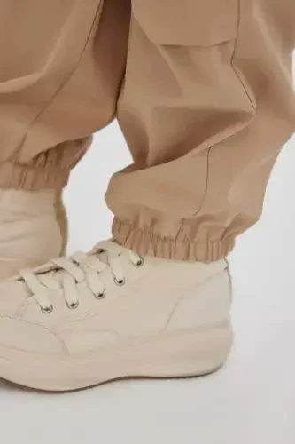 Girls' Parachute Cargo Cotton Trousers B5042A824SM - 6