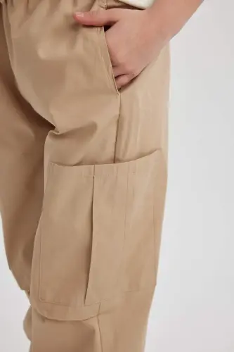 Girls' Parachute Cargo Cotton Trousers B5042A824SM - 5