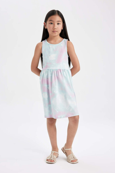 Girls' Patterned Sleeveless Dress Ecru - 1