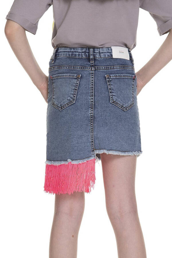 Girls Pink Fringed Denim Skirt 3-13 Years - 14