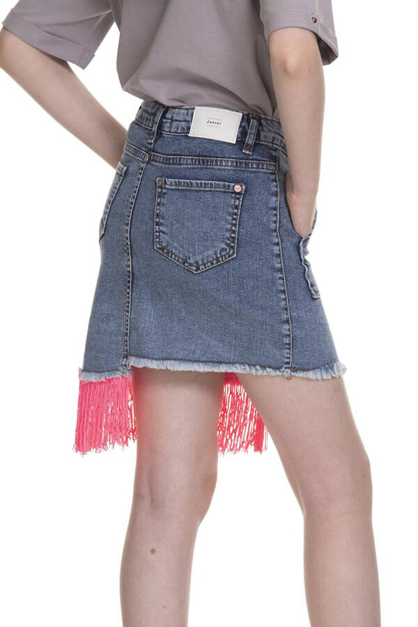 Girls Pink Fringed Denim Skirt 3-13 Years - 9