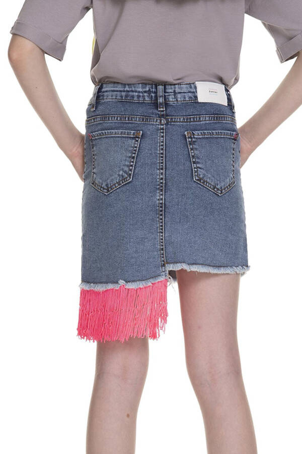 Girls Pink Fringed Denim Skirt 3-13 Years - 10