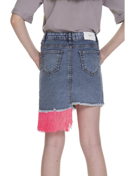 Girls Pink Fringed Denim Skirt 3-13 Years - 5