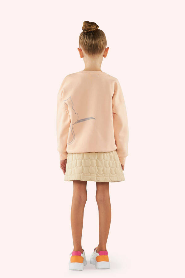 Girl's Pink Sweatshirt with Back Print Detail - 3
