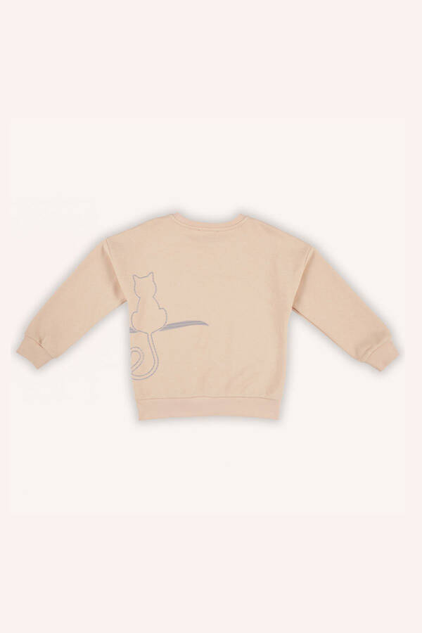 Girl's Pink Sweatshirt with Back Print Detail - 7