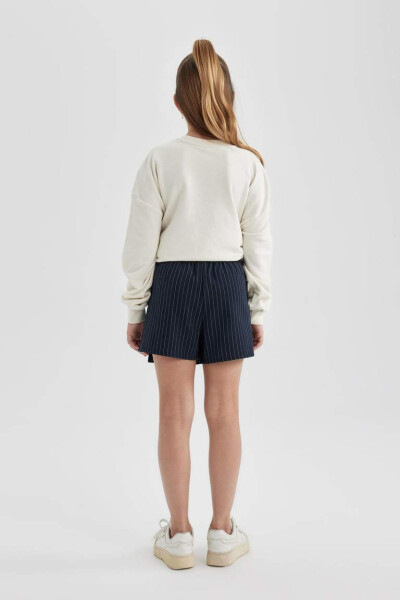 Girls' Pleated Cotton Shorts Skirt Navy - 7