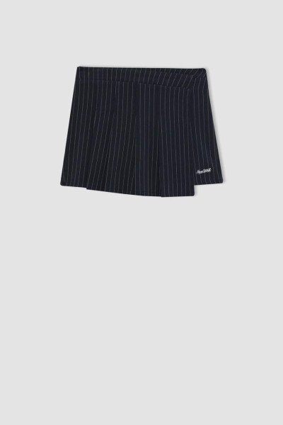 Girls' Pleated Cotton Shorts Skirt Navy - 8