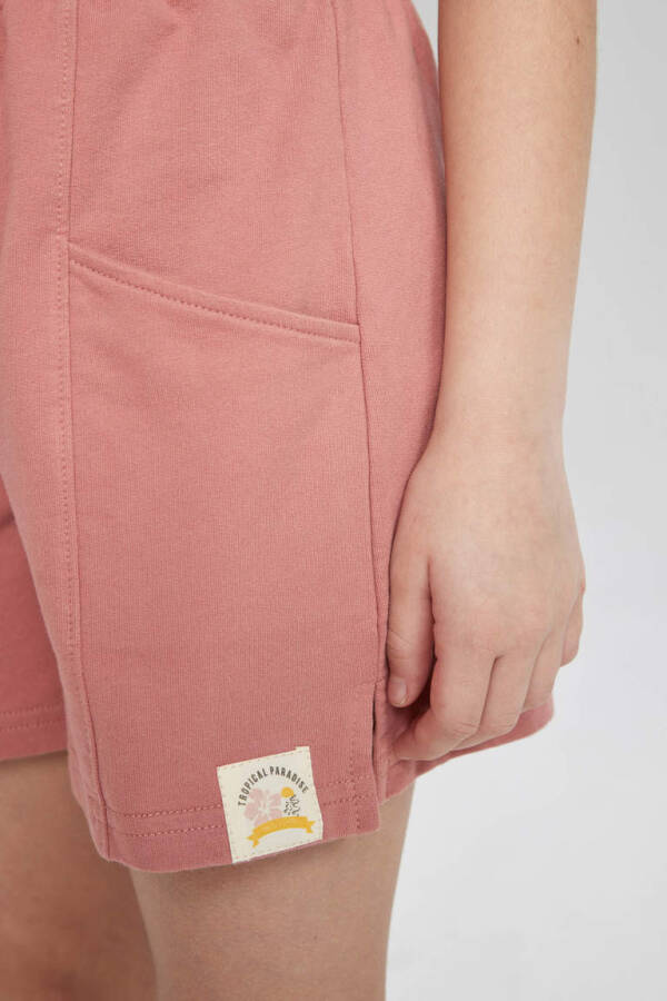 Girls' Pocket Shorts with Woven Label Rose - 5