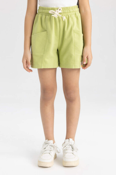 Girls' Pocket Woven Label Shorts Light Green - 4