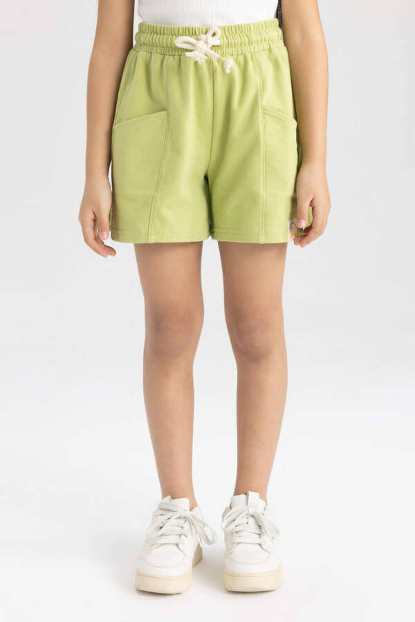 Girls' Pocket Woven Label Shorts Light Green - 4