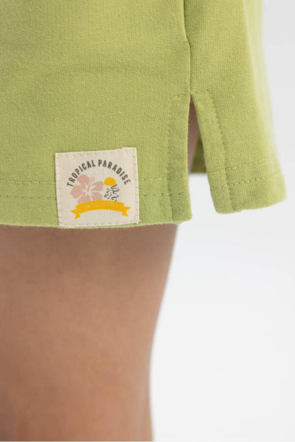 Girls' Pocket Woven Label Shorts Light Green - 5