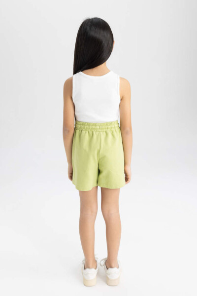 Girls' Pocket Woven Label Shorts Light Green - 6