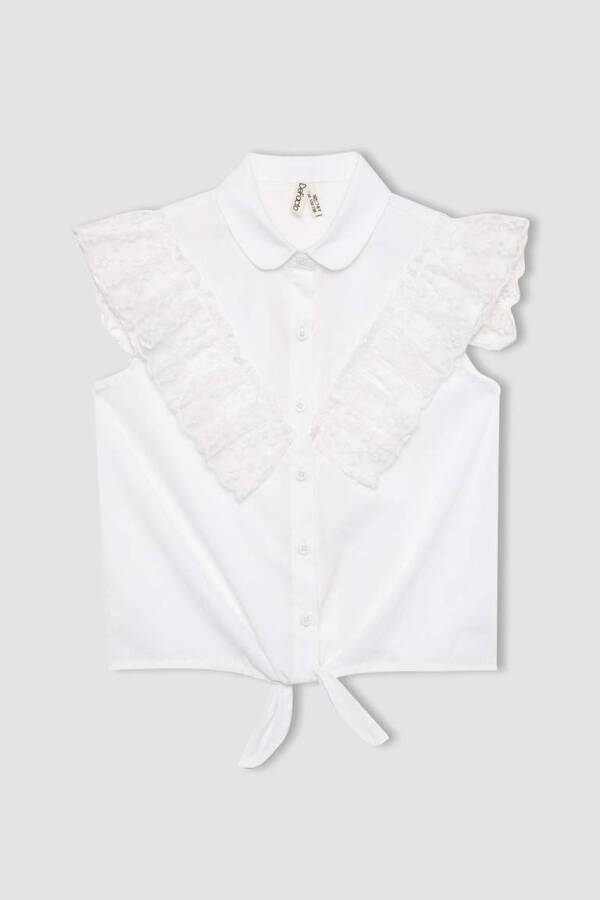 Girls' Poplin Short Sleeve White Shirt - 8