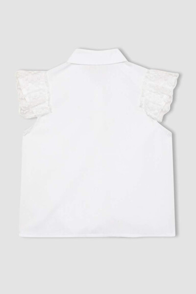 Girls' Poplin Short Sleeve White Shirt - 10