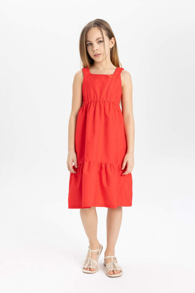 Girls' Poplin Sleeveless Dress Red - 1