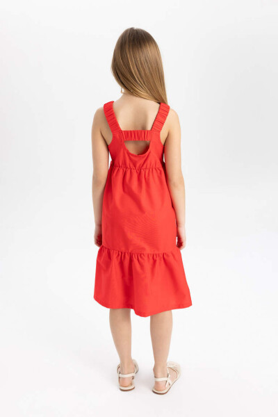 Girls' Poplin Sleeveless Dress Red - 5