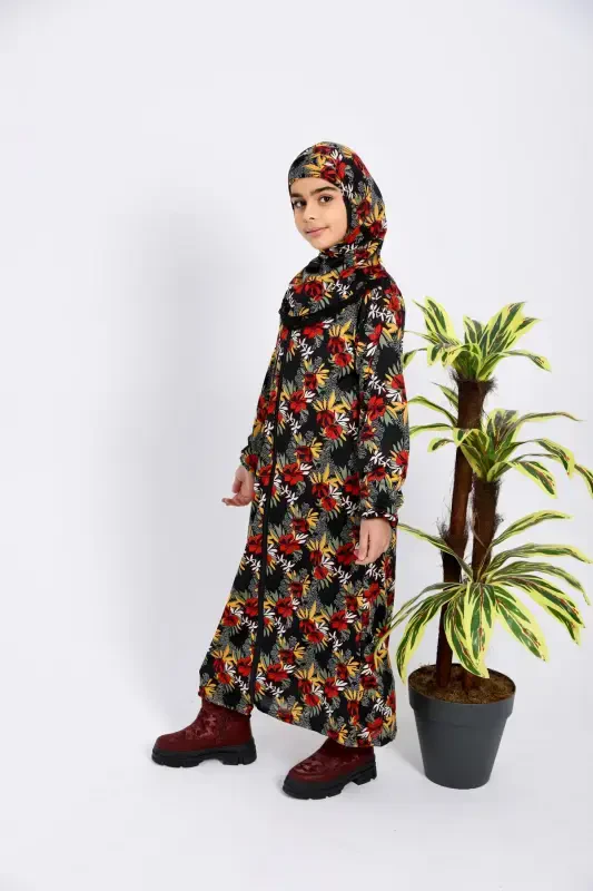 Girl's prayer dress with pattern - Multicolor - 4