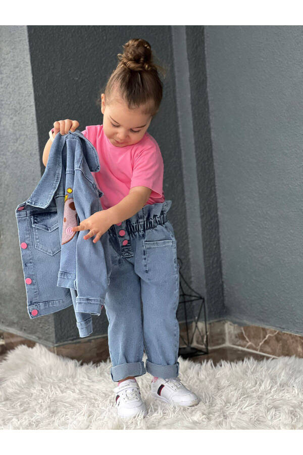 Girls Princess Bear Embroidered Denim Jacket - 4