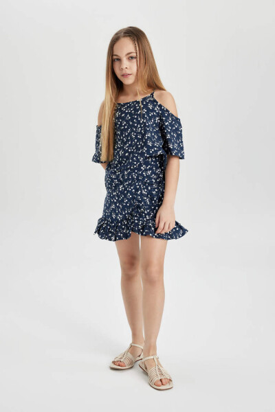 Girls' Printed Blouse and Skirt 2-Piece Set Navy - 2