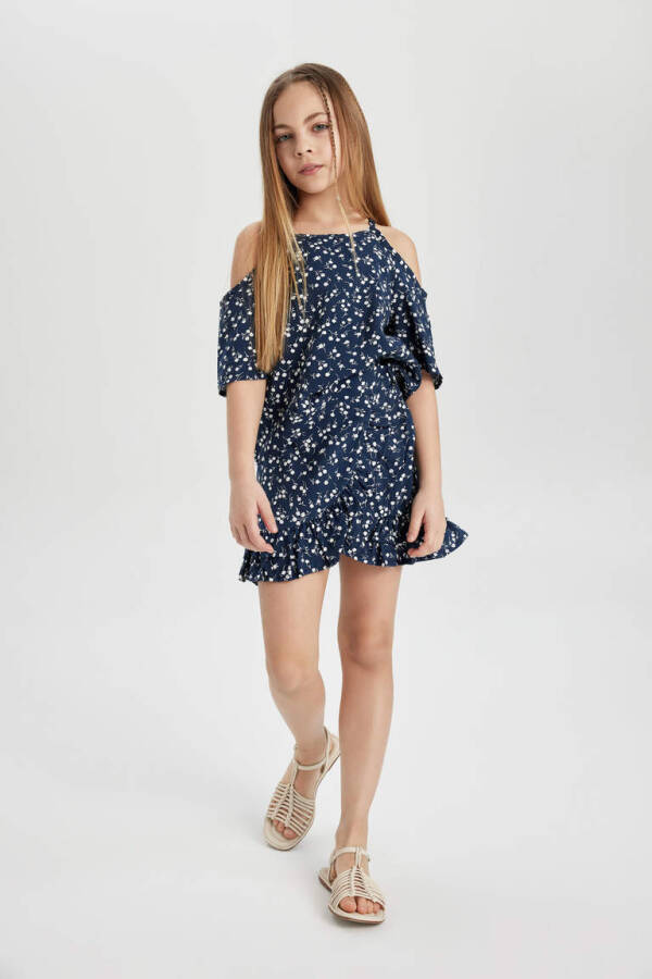 Girls' Printed Blouse and Skirt 2-Piece Set Navy - 5