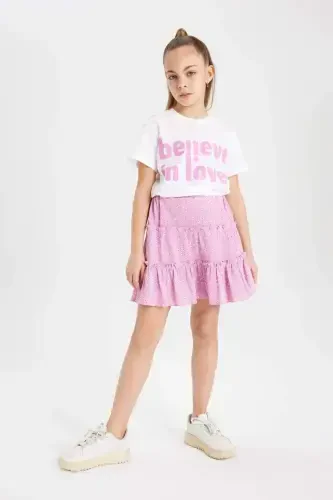 Girls' Printed Burumcuk Skirt B4460A824SM - DEFACTO (1)