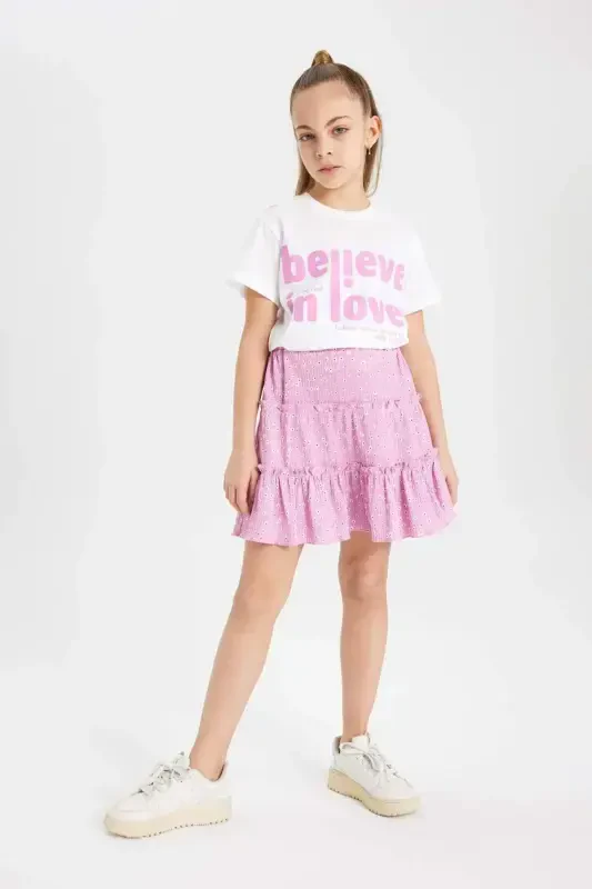 Girls' Printed Burumcuk Skirt B4460A824SM - 2