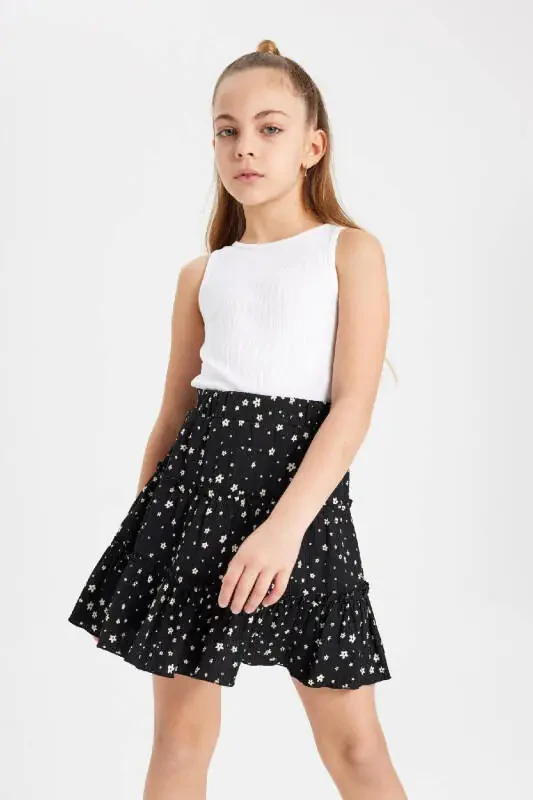 Girls' Printed Frilly Skirt B4460A824SM - 4
