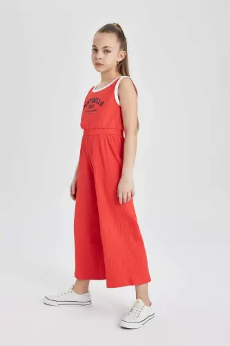 Girls' Printed Ribbed Knit Tank Jumpsuit B4878a824sm 