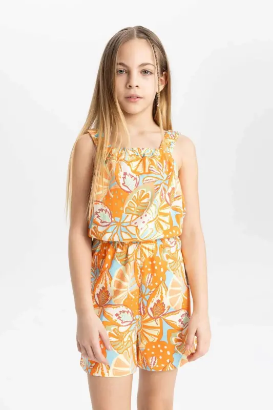 Girl's Printed Strappy Short Jumpsuit B4814a824sm - 1