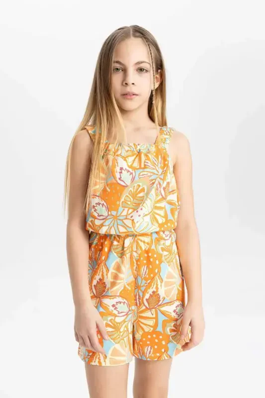 Girl's Printed Strappy Short Jumpsuit B4814a824sm - DEFACTO