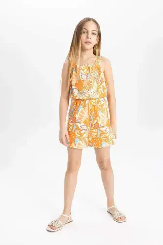 Girl's Printed Strappy Short Jumpsuit B4814a824sm - DEFACTO (1)