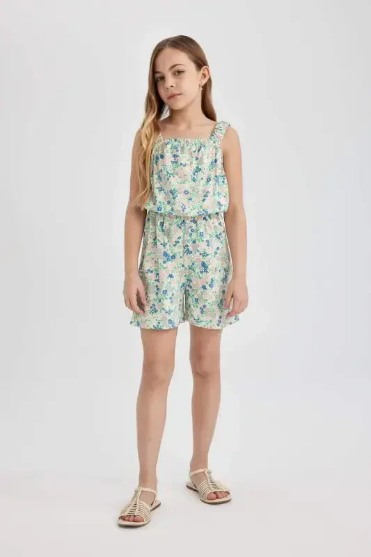 Girls' Printed Strappy Short Jumpsuit B4814a824sm - DEFACTO