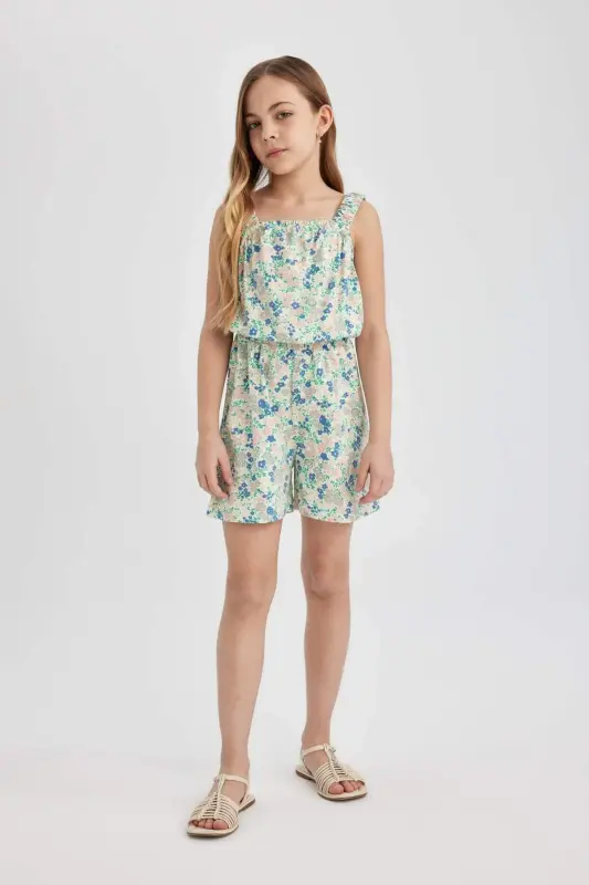 Girls' Printed Strappy Short Jumpsuit B4814a824sm - 1