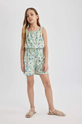 Girls' Printed Strappy Short Jumpsuit B4814a824sm - DEFACTO (1)