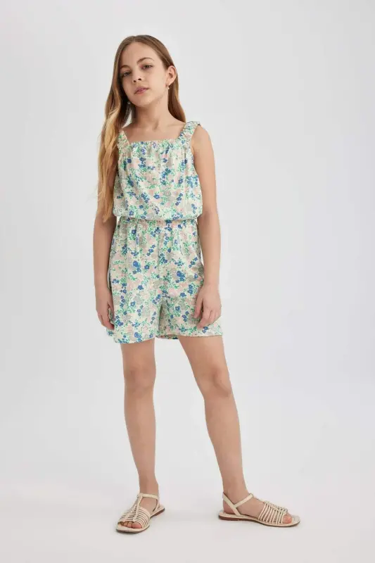 Girls' Printed Strappy Short Jumpsuit B4814a824sm - 2