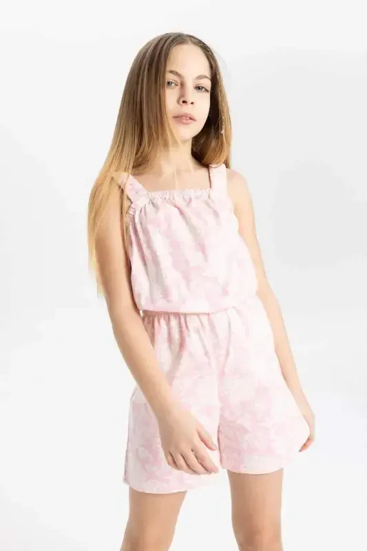 Girls' Printed Strappy Short Jumpsuit B4814A824SM - 4