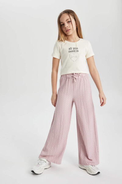 Girls' Printed T-Shirt and Pants Set (Ecru) - 1