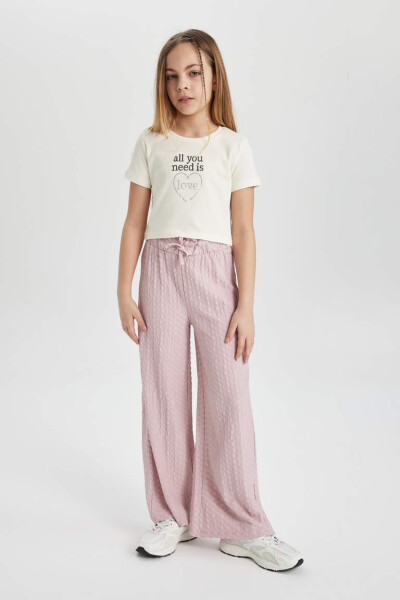 Girls' Printed T-Shirt and Pants Set (Ecru) - 2