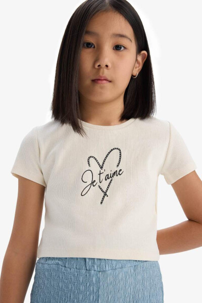 Girls' Printed T-Shirt and Pants Set (Ecru) - 5