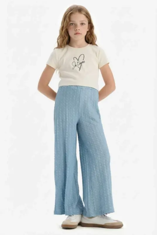 Girls' Printed T-Shirt and Pants Set (Ecru) - 2