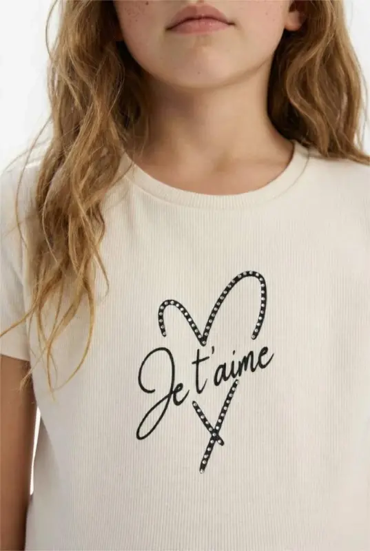 Girls' Printed T-Shirt and Pants Set (Ecru) - 4