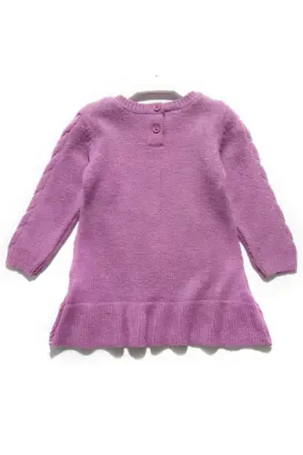 Girl's Purple Long Sleeve Knit Sweater-Purple - Modazone (1)