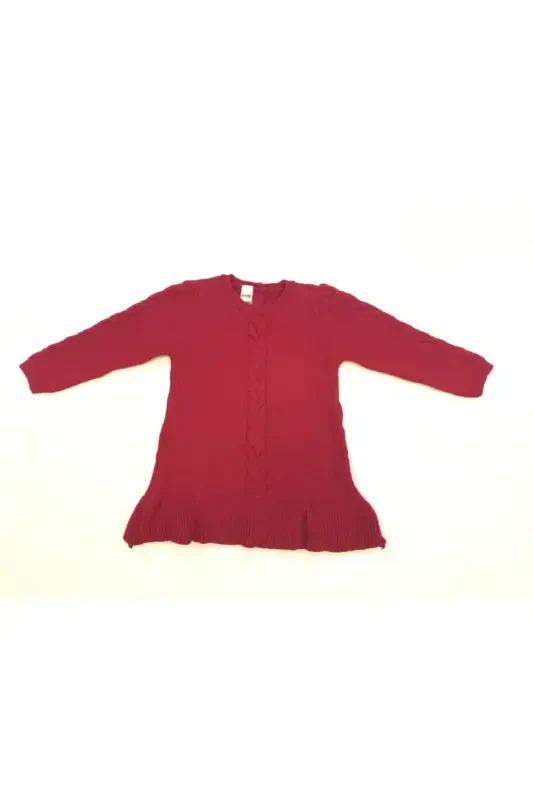 Girl's Red Long Sleeve Knitwear-red - KIDSEV