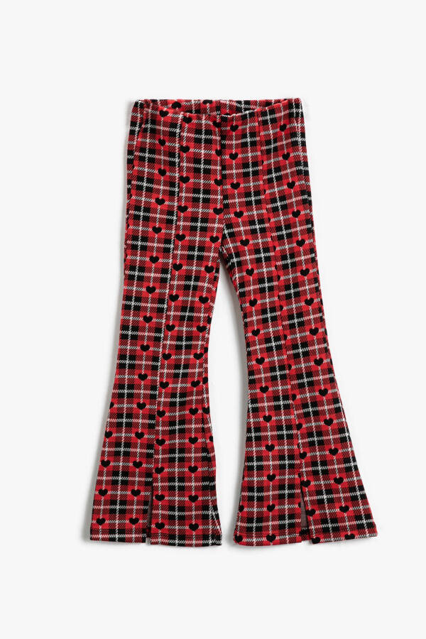 Girls' red plaid jeans - 1