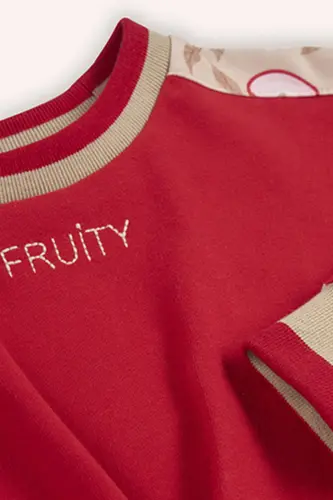 Girls' Red Sweatshirt with Detailed Sleeves - PANÇO (1)