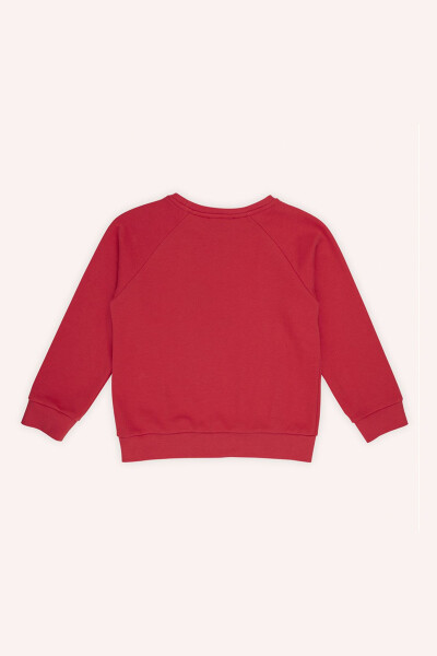 Girl's Red Sweatshirt with Embroidery Detail-005 - 5