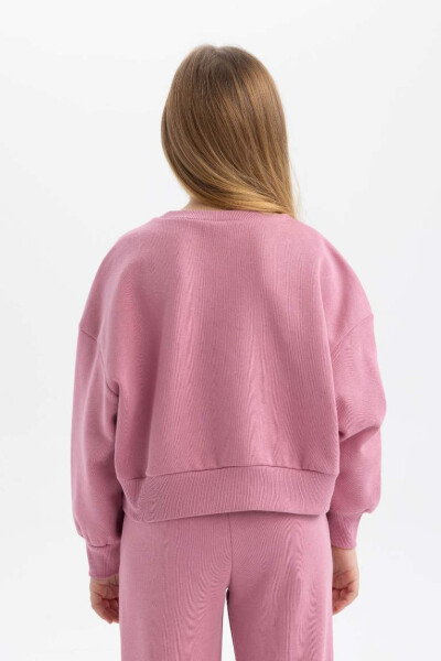 Girls' Relax Fit Crewneck Graphic Fleece Sweatshirt in Rose - 6