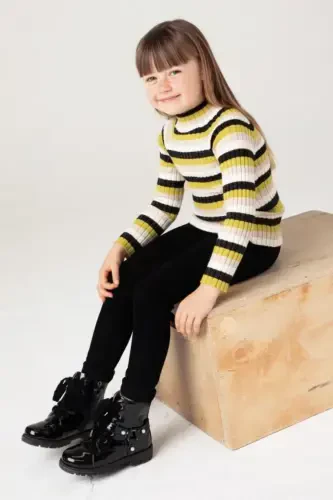 Girls Ribbed Pullover Sweater Green 4062 - 1